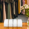 thumbnail image 4 of SSWBasics Half Moon White Faux Leather Bracelet Holder - Elegant Bracelet Holder Display - Premium Bracelet Display Stand  8 1/4"L x 5"W x 2 1/2"H, 4 of 7