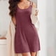 thumbnail image 2 of Vestido de Verano para las Mujeres, Color Sólido Tira sin Mangas Correas de Hombro Camisola Vestido Delgado, Longitud Midi, 2 of 9