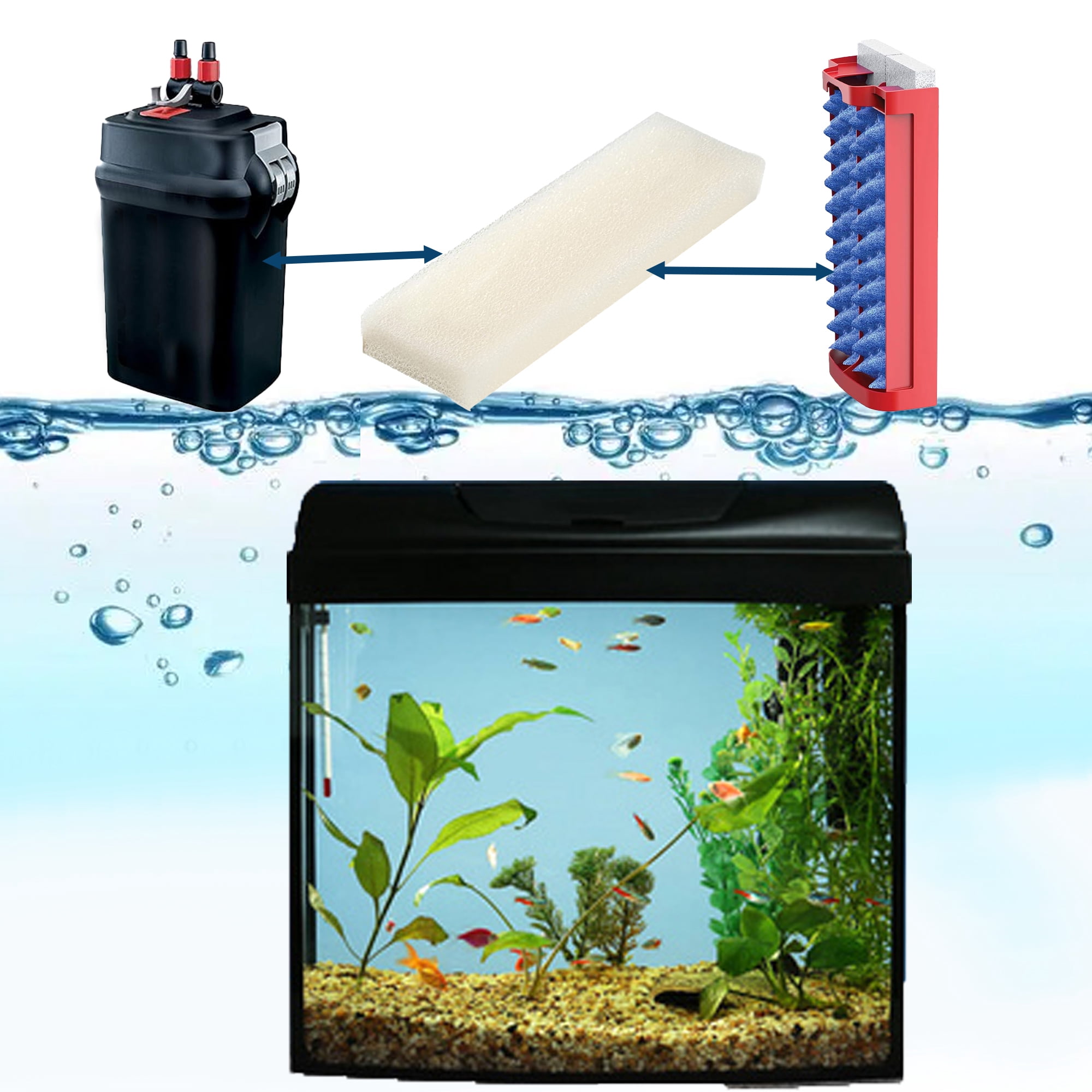 Genligt Aquarium Bio Sponge Foam Filter Pads Compatible with Fluval 204, 205, 206, 304, 305, 306, 16 Pack