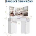 thumbnail image 6 of Corner Vanity Desk, Vanity Table with Lighted Mirror, Fluted Makeup Desk with Drawers and Cabinets, Corner Dressing Table with Charging Station for Bedroom, White, 6 of 6