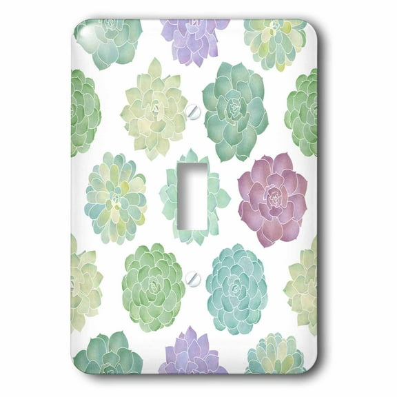 3dRose, Watercolor Succulents Pattern, single toggle switch