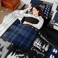 thumbnail image 4 of Feelyou Farmhouse Camping Adult Twin Bedding Sets 7pcs, Blue Plaid Bedding Comforter Set, 4 of 8
