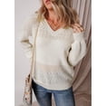 thumbnail image 4 of Womens Sweaters Casual Long Sleeve V Neck Lightweight Crochet Pullover Sweater Tops, 4 of 6