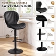 thumbnail image 6 of Exnote Bar Stools Set of 2, Modern Swivel Adjustable Bar Chairs, Faux Leather Upholstered Counter Height Bar Stools with Backrest, Comfort Barstools for Kitchen Island, Home Bar, Black, 6 of 7