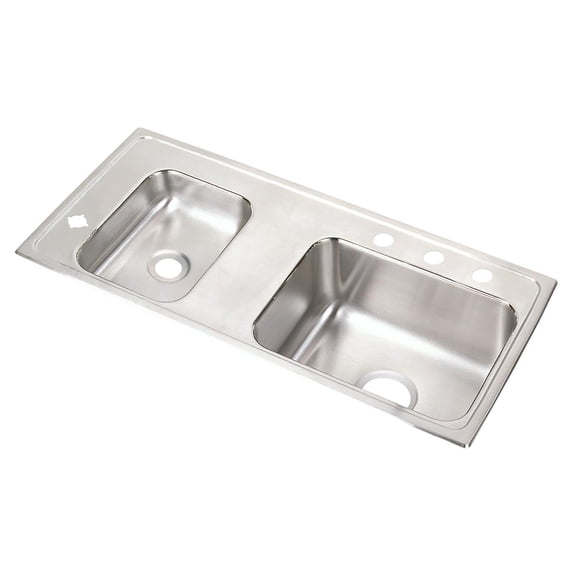 Elkay Lustertone Classic Stainless Steel 37-1/4" x 17" x 4", Double Bowl Drop-in Classroom ADA Sink
