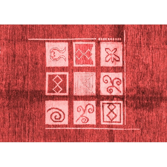 Ahgly Company Indoor Rectangle Oriental Red Modern Area Rugs, 8' x 10'