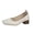 Beige, variant on Women's Square Toe Mid Heel Pumps Genuine Leather Slip - On Minimalist Office Work Dress Shoes For Women Beige Women Sandal