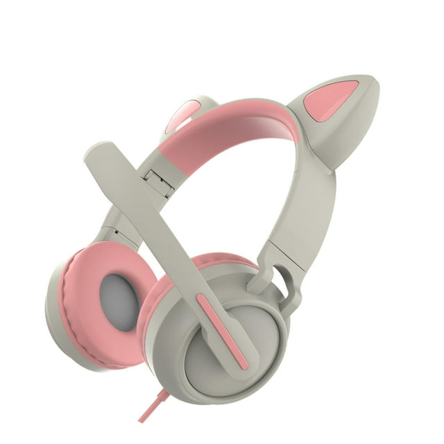 Casque Filaire Lumière LED pour Jeux PC Ordinateur Portable Téléphone Intelligent Rose