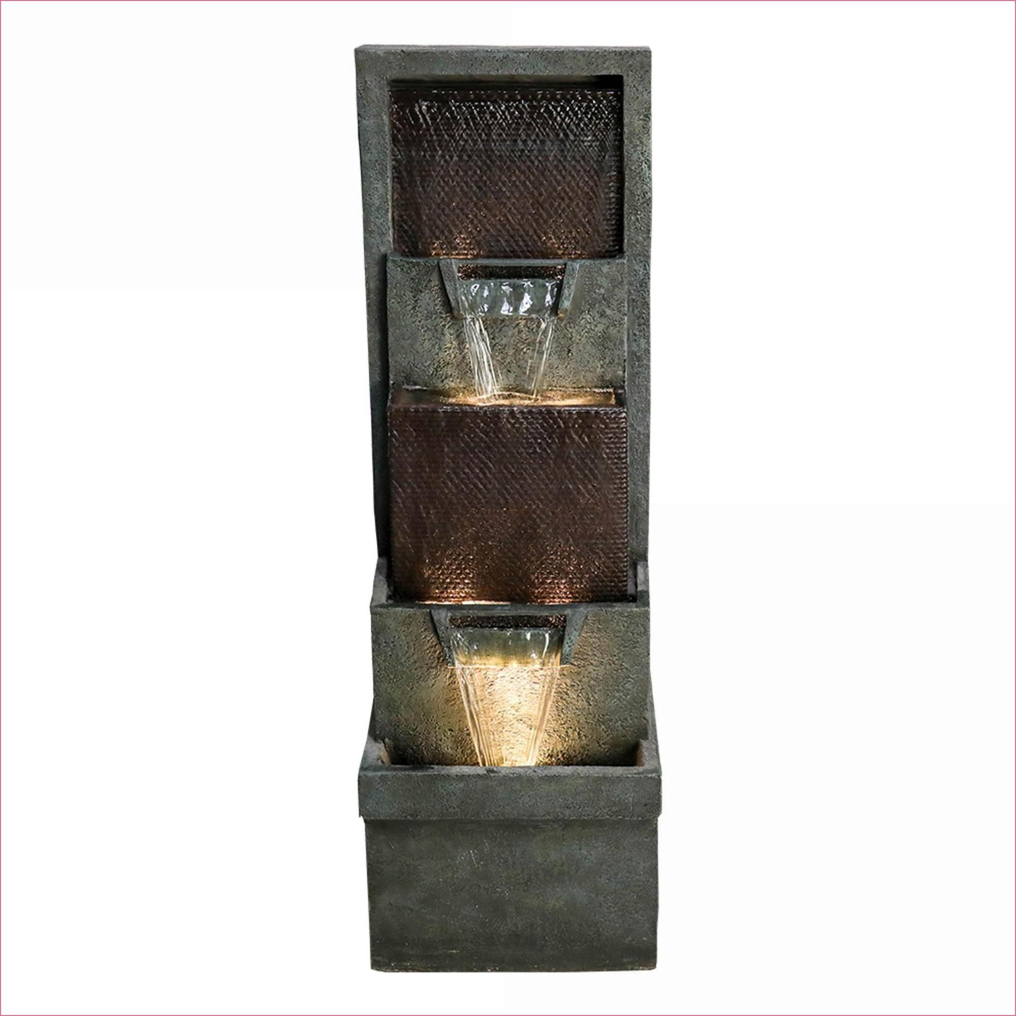 Fountains 39.3"H Outdoor Fountain for Garden Patio Backyard Porch, With LED Lights & Adjustable Pump | Resin | Waterfall