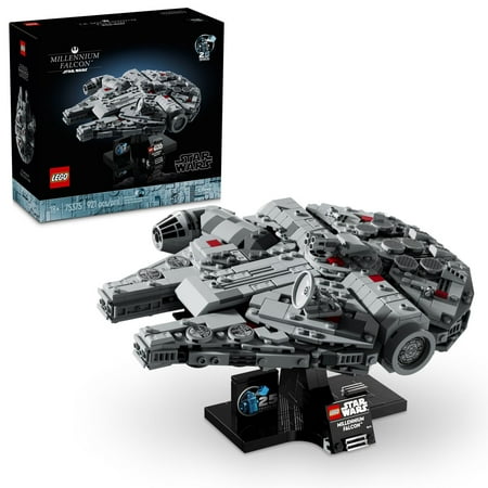 LEGO Star Wars: A New Hope Millennium Falcon 25th Anniversary Buildable Starship Model, Collectible Star Wars Home Décor, Building Set for Adults, Gift Idea for Star Wars Fans, 75375