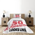 thumbnail image 4 of Ambesonne 50th Birthday Quilted Bedspread Set 2 Pcs, 50 Years Warm Colors, Twin Size, Red Black White, 4 of 5