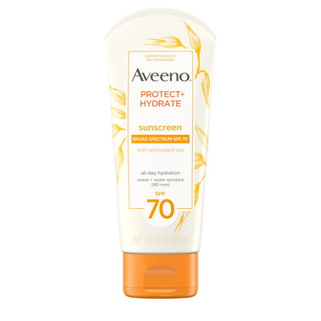 Aveeno Protect + Hydrate Moisturizing Sunscreen Lotion, SPF 70, 3 (Best Moisturising Sunscreen For Face)