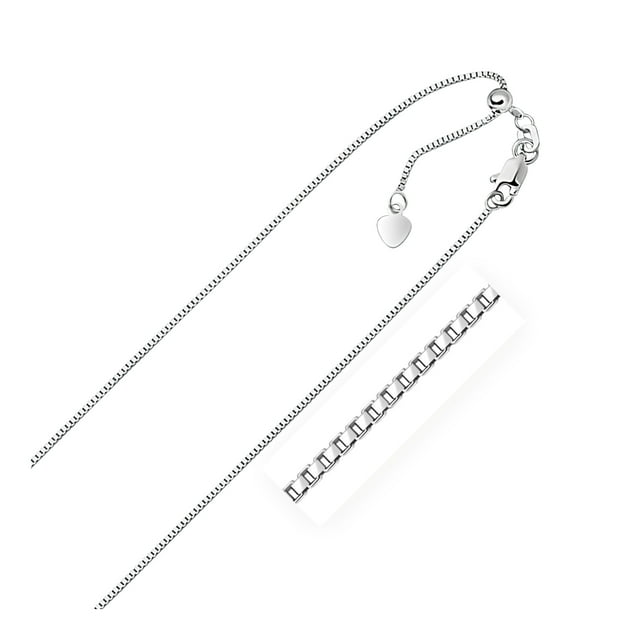 14k White Gold Adjustable Box Chain 0.85mm 22 in