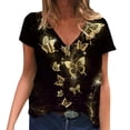 thumbnail image 1 of Gibobby Camisetas Mujer Manga Corta Camisetas verano manga corta talla grande para mujer, camisetas entrenamiento informales con cuello en V, túnica Fl(Amarillo,CH), 1 of 5