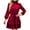 Red, variant on OSFVNOXV Fall Dresses for Women High Waist Satin Dress High Neck Bell Sleeve Tiered A-Line Ruffle Swing Mini Dress for Dating