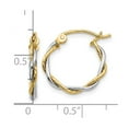 thumbnail image 2 of 10k Solid Gold Two-tone Polished 1.8mm Twisted Hoop Earrings 12x1.8mm Wide Hoop Earring for Women, 2 of 2