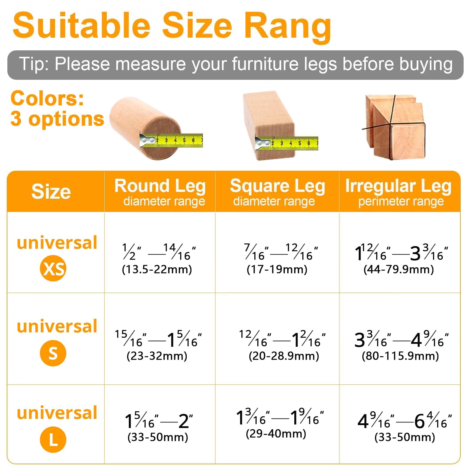 16 Pack Chair Leg Floor Protectors for Hardwood Floors, Silicone Felt Pads, Furniture Feet Covers, Scratch and Noise Reduction, Universal Large Size