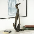 thumbnail image 2 of 7" x 21" Bronze Polystone Distressed Slim Frame Dog Sculpture with Gold Accents, by DecMode, 2 of 12