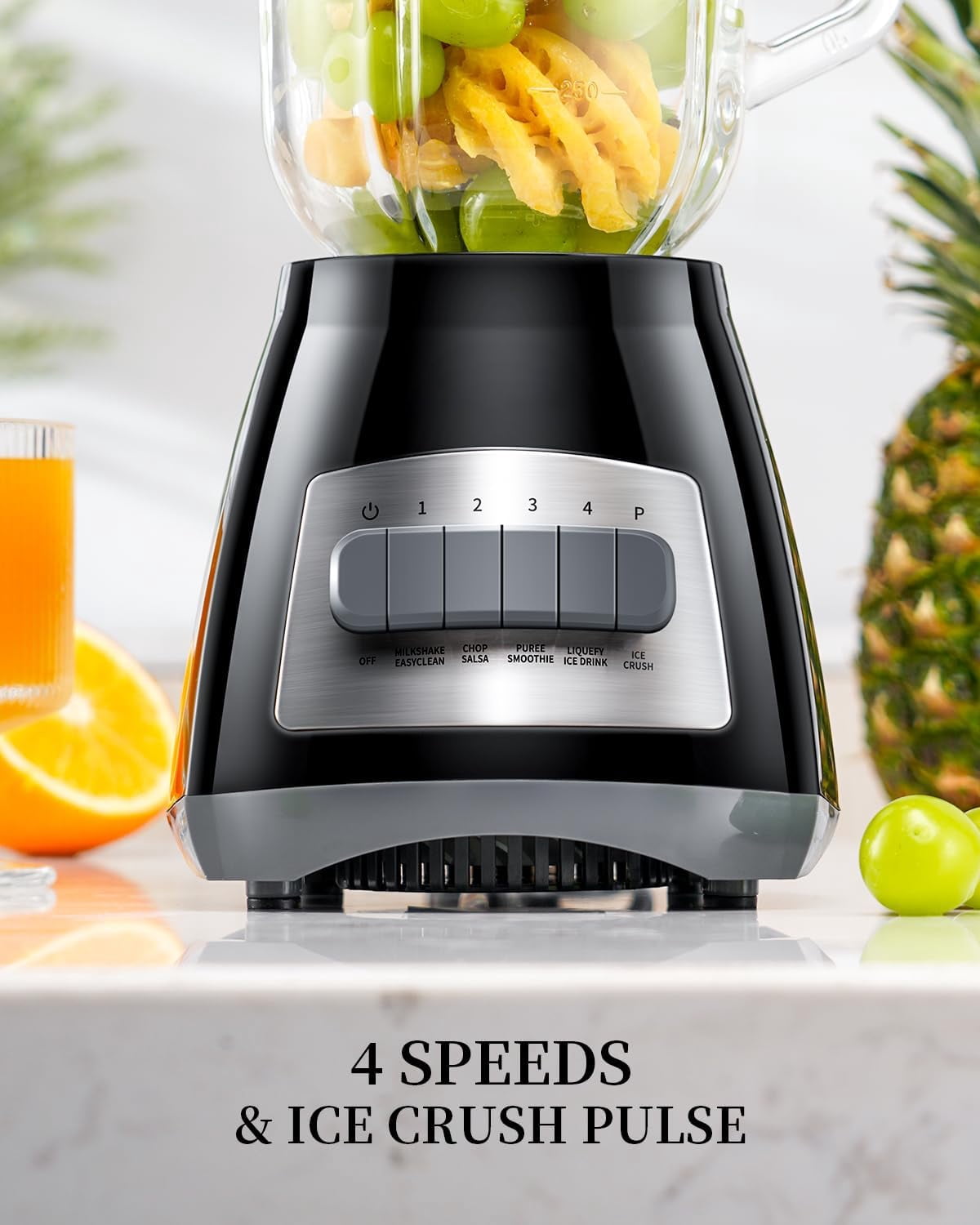 700W Blender for Shakes and Smoothies, Classic Blenders for Kitchen, 52oz Glass Jar, 9 Functions with 5 Speeds for Crushing Ice, Puree, and Frozen Fruit