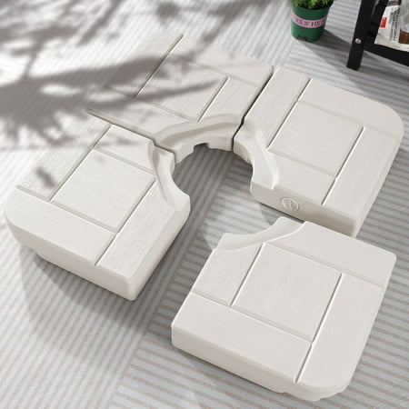 Condition photo showing New/Like New for scafild | 4-piece plastic heavy duty water & sand filled outdoor offset patio umbrella base-185lbs - white