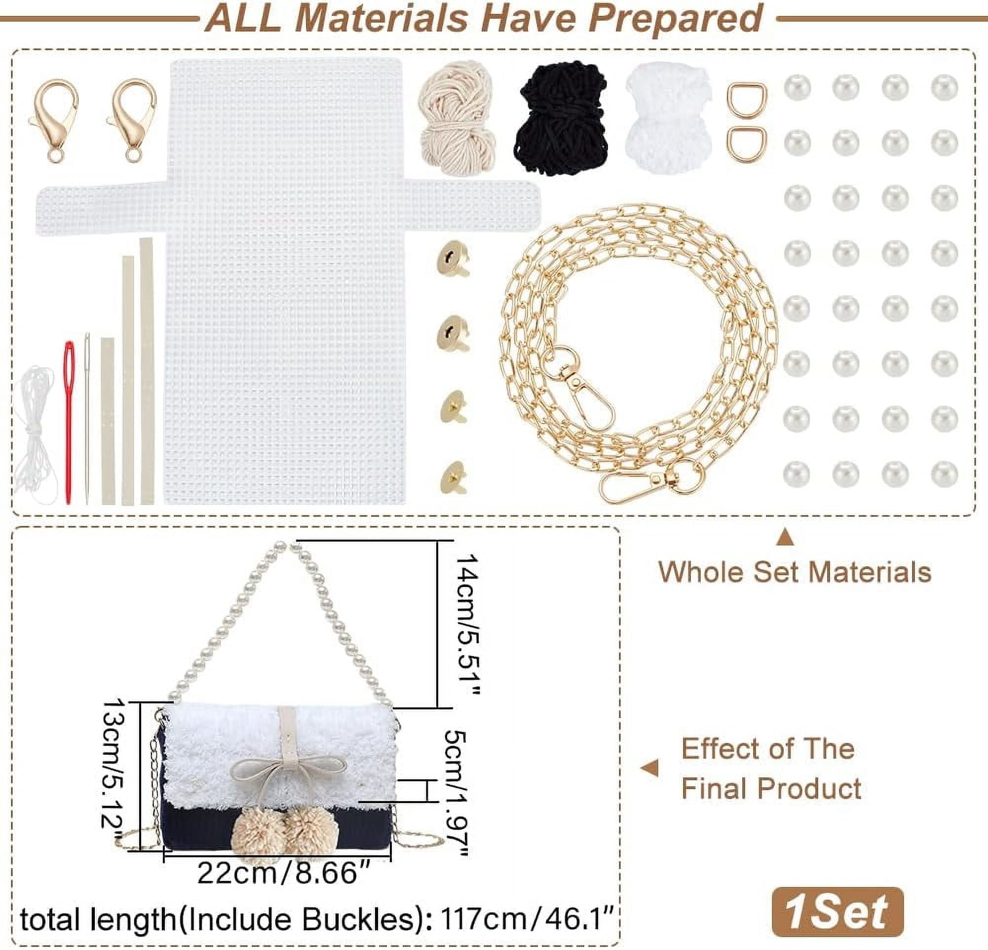 DIY Knitting Crochet Handbags Kit Mesh Plastic Canvas Kit for Shoulder Bags DIY Knitting Crochet Crossbag Materials Handmade Purse Stitching Kit for DIY Crafting Embroidery Projects Black
