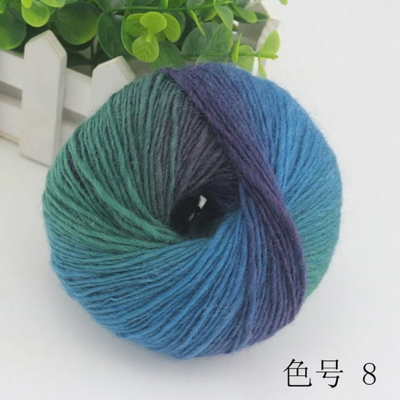 Zhuge Lot de 4 Fil Doux Arc-en-Ciel 100 % Laine Dégradé Fil Multicolore pour Crochet Tricot Longueur Totale 180 m X 4,784 Yd,200 g,H