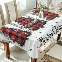 BZSMCE Square Tablecloth Buffalo Plaid Christmas Trees Pattern Tableclothes