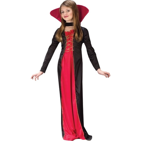 Morris Costumes Girls Classic Halloween Vampire Outfit Black Red 4-6, Style
