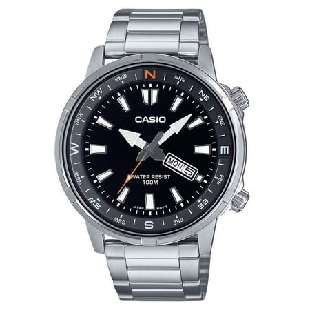 Casio Standard Analog Stainless Steel Black Dial Quartz MTD-130D-1A4V 100M Men's Watch