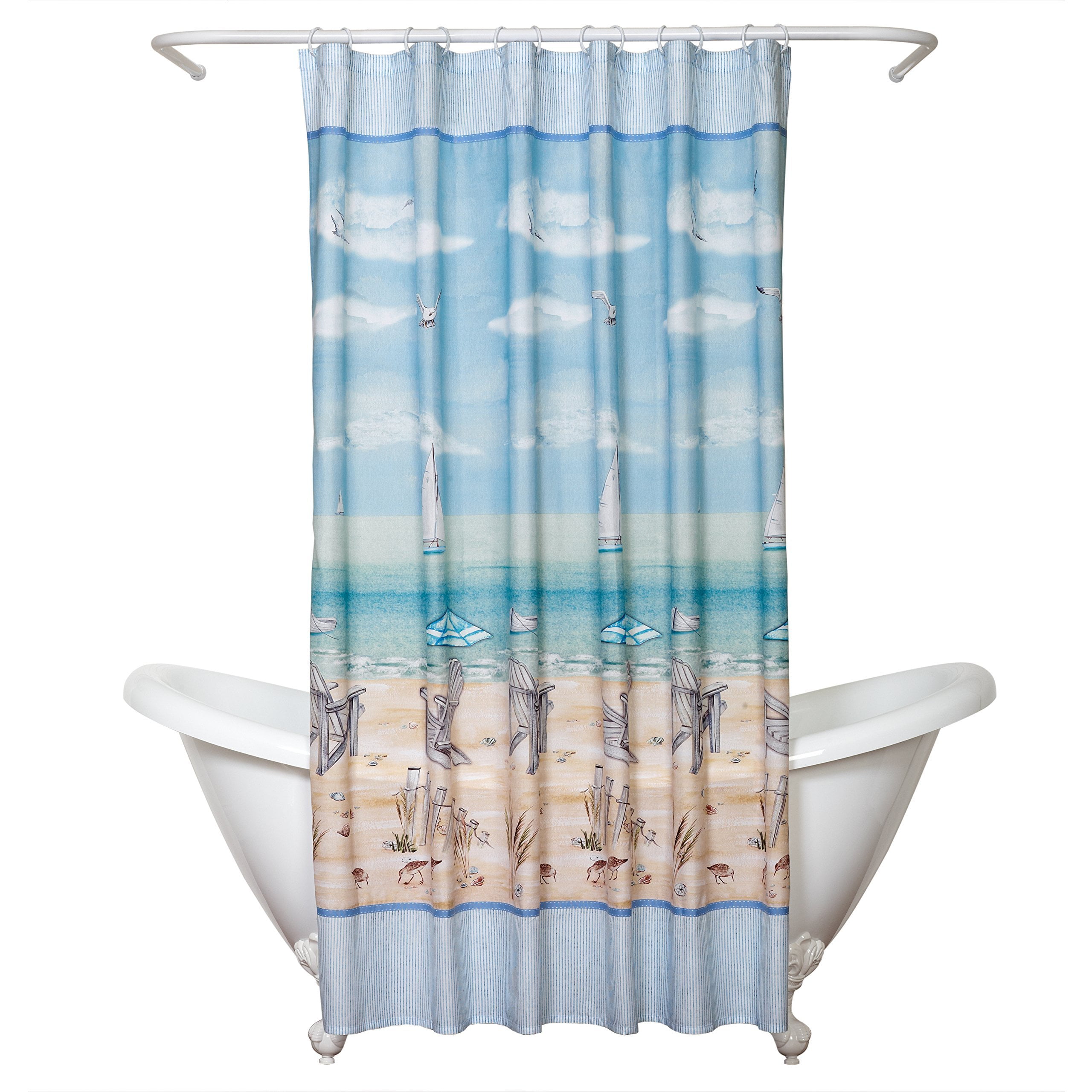 Zenna Home Seaside Serenity Seashore and Beach Themed Shower Curtain