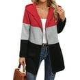 thumbnail image 4 of Women's Color Block Zip Up Hooded Jacket - Long Sleeve Loose Fit Longline Sweatshirt for Casual Fall Wear, 4 of 8