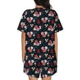 thumbnail image 6 of Fuzoiu Rose Flowers Print Women's Short-Sleeved Pajama Set,Lounge Sleepwear Set,Womens Pajama Sets 2 Piece,Button-Up Top and Shorts with Pockets-Large, 6 of 7