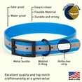 thumbnail image 3 of Dogline - Biothane Translucent Reflective Waterproof Dog Collar Strong Coated Nylon Webbing Black Hardware Odor- Proof High Performance Fits Small Medium Large Dogs (Blue: L: 22" - 25" | Width 1"), 3 of 8