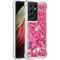 thumbnail image 3 of Compatible with Samsung Galaxy S21 Ultra Case Glitter Liquid Cute Clear Phone Case Floating Quicksand Shockproof Protective Bumper Soft TPU Case for Samsung Galaxy S21 Ultra Love Pink YB, 3 of 12