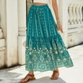thumbnail image 5 of SWSMCLT Women's Pleated Skirt Gypsy Aline High Waisted Elastic Rayon Fashion Beach Stretch Elastic Waist Green 14-16, 5 of 5