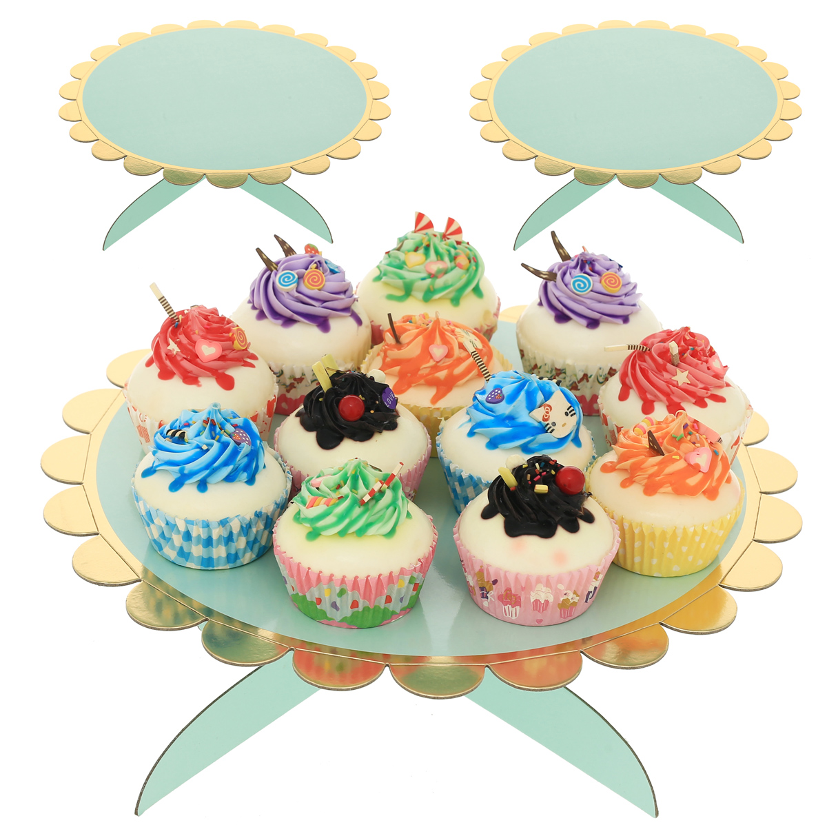 3pack Large Cardboard Cake Stands, Disposable Paper Cupcake Holder
