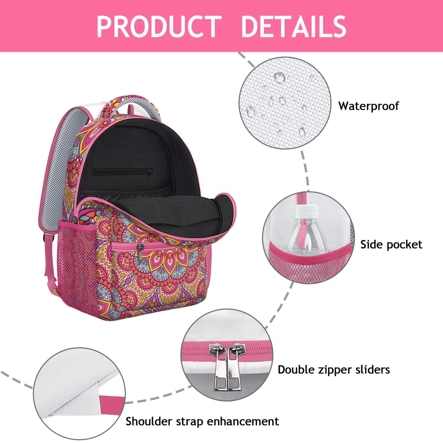 Paisley Artistic Mandala School Backpack - Waterproof Ergonomic Design for College Students
