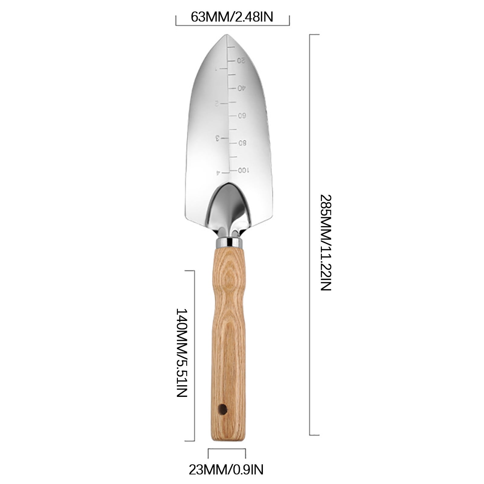 Wooden Handle Stainless Steel Gardening Tool Set, 5 Piece Shovel Rake Weeding Kit, Rust Resistant Comfort Grip Hand Tools for Flower Vegetable Planting Yard Garden Maintenance