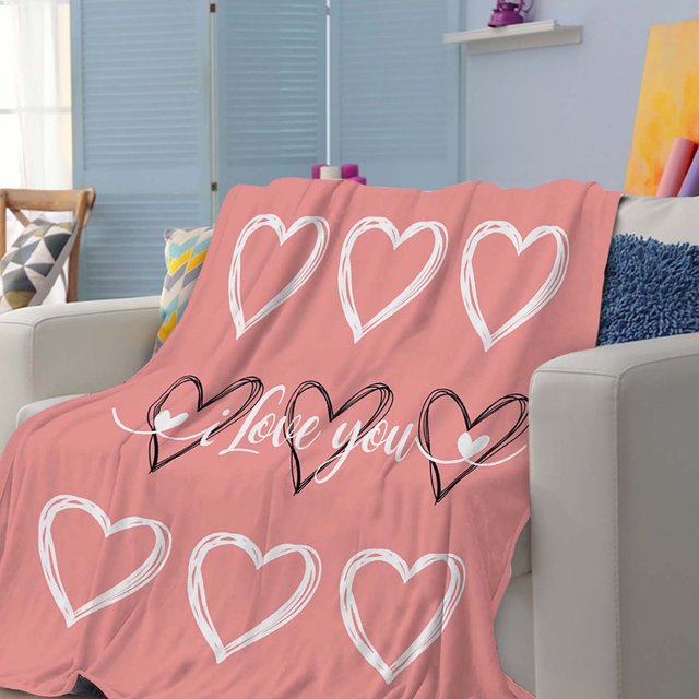 Puntoco Manta de franela de la serie del día de San Valentín, manta para la siesta en el hogar, la oficina, el sofá de la sala de estar y la manta de franela de invierno