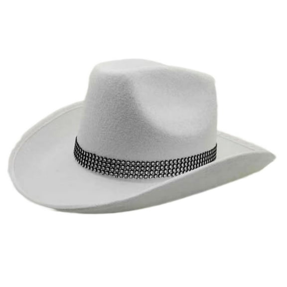 lanema Cowboy Hat with Rhinestones Dazzling Cowgirl Hat Rhinestones Strip Decorations