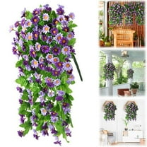 Clearance! Artificial Hanging Flowers Mums Artificial Flowers for Decoration Hanging Plants Faux Flower Bouquet for Wall Home Garden Wedding Outdoor Spring Decor