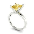 thumbnail image 2 of 2.5 ct Princess Cut Yellow Moissanite Solitaire 14K White Gold Womens Engagement Ring, 2 of 6