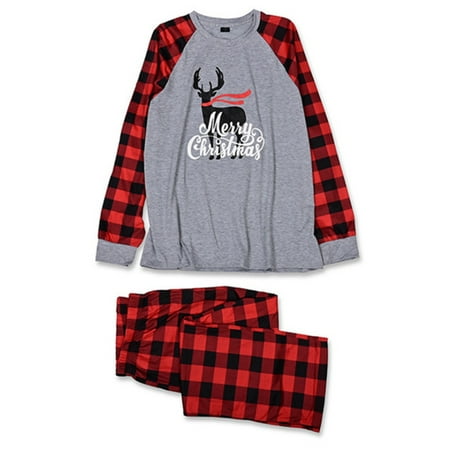 

LisenraIn Women Christmas Pajamas Printed Plaid Pattern Sleepwear Homewear Sets