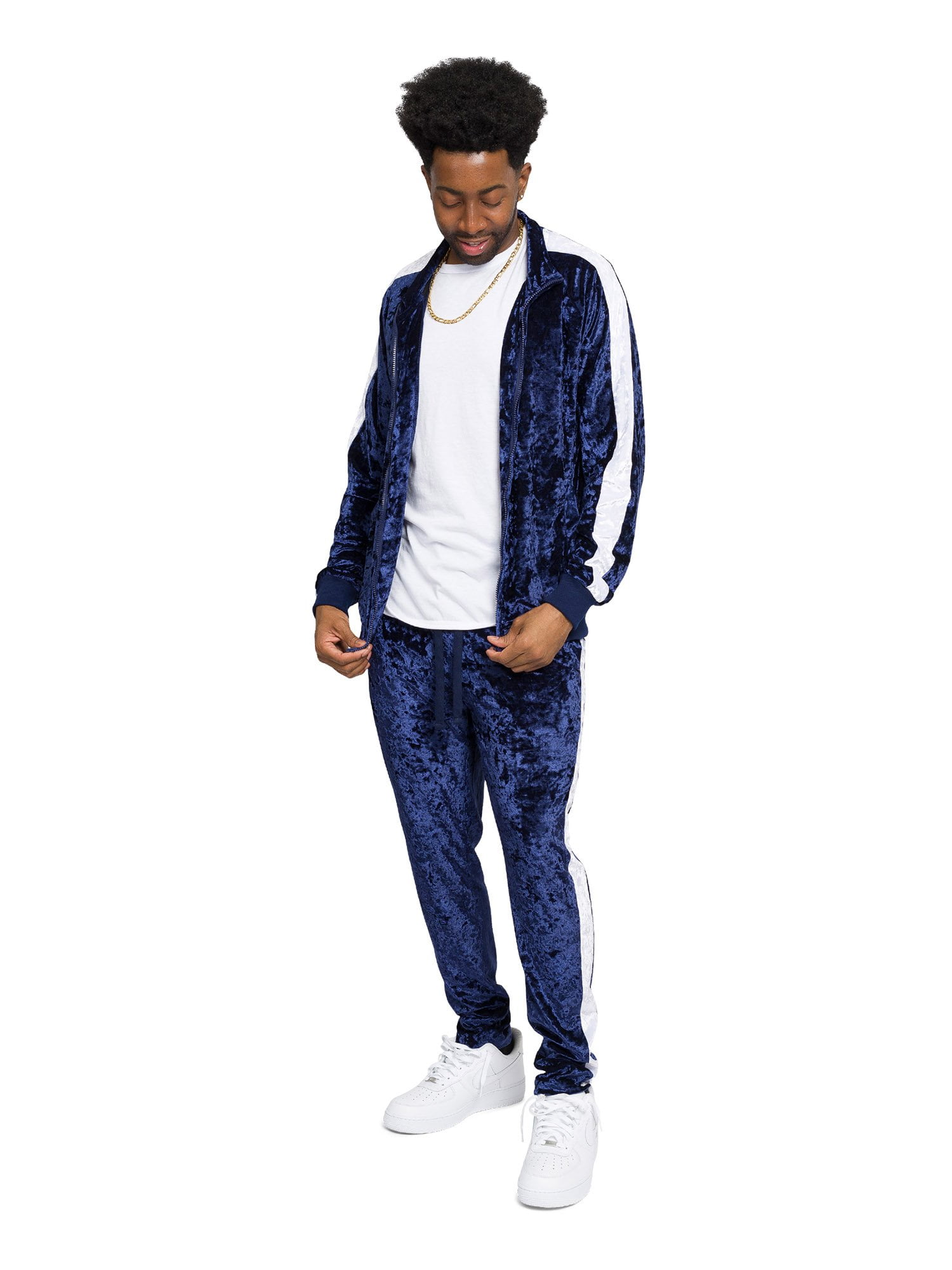 Mens Velour Tracksuit with Zippered Pockets 