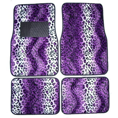 Purple Leopard Animal Print Front Rear Carpet Car Truck Suv