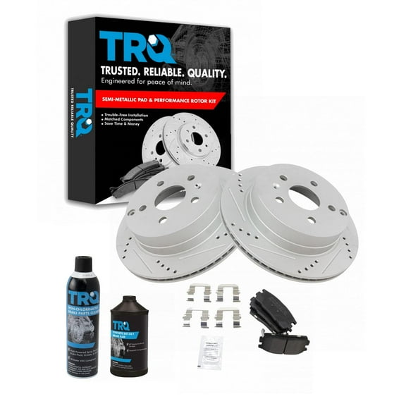 TRQ Rear Brake Performance Rotor & Metallic Pad Pair w/Fluids for Chevy Equinox BKA21447 Fits select: 2010-2017 CHEVROLET EQUINOX, 2010-2017 GMC TERRAIN
