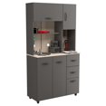 thumbnail image 4 of Inval Armoire de Rangement de Garage à 3 Tiroirs 6 Étagères Gris Foncé et Érable, 4 of 9