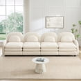thumbnail image 2 of FFZ Teddy Fabric Soft Cloud 4-Seat Sofa Curved Backrest Lumbar Modular Beige For Living Room Apartment, 2 of 10