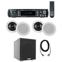 (4) Ceiling Speaker System Bluetooth Amp/Receiver Subwoofer 4 Restaurant/Office