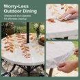 thumbnail image 3 of Round Outdoor Tablecloth with Umbrella Hole and Zipper, Orange Ombre Botanical Fitted Table Cover with Elastic Edge for 36-44 Inch, Watercolor Country Leaf Rustic Waterproof Patio Tablecoths, 3 of 9